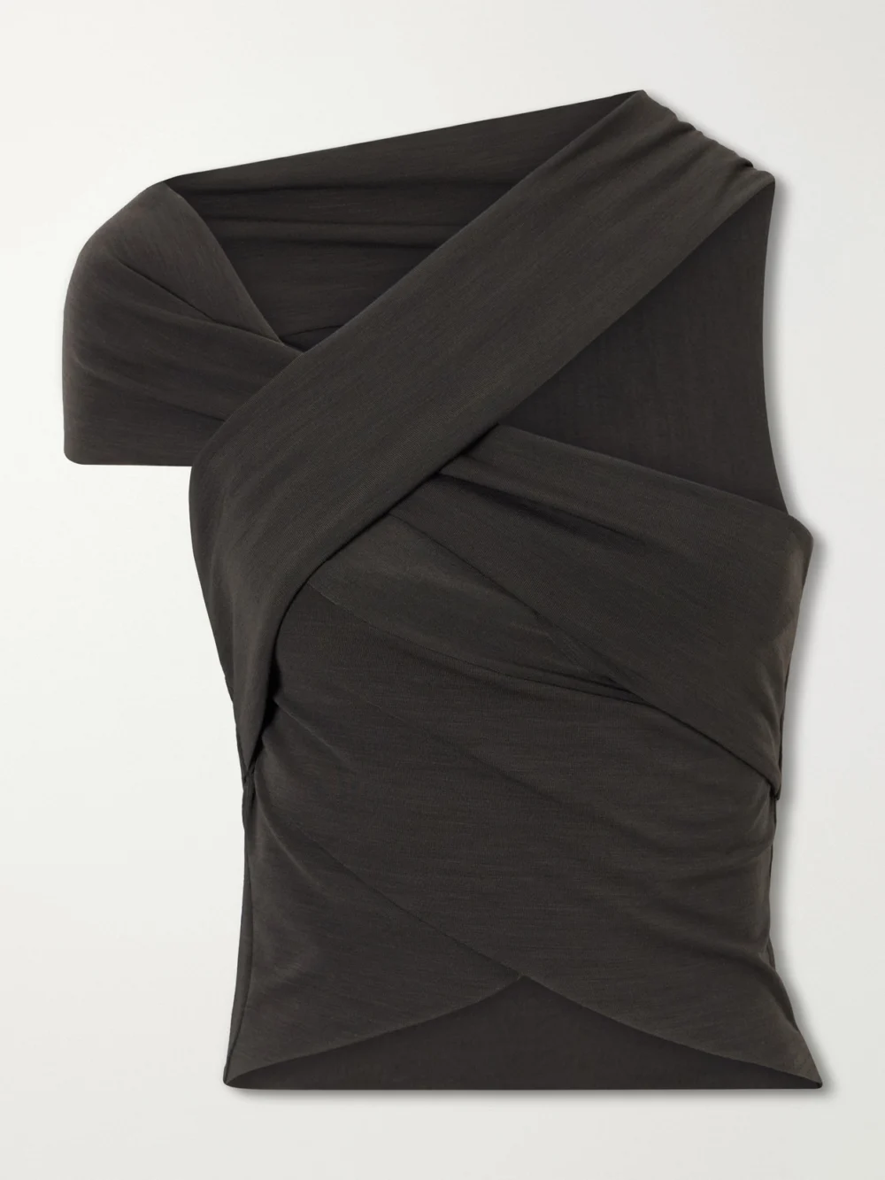 Cortana Myia Asymmetrical Crepe Blouse in dark green