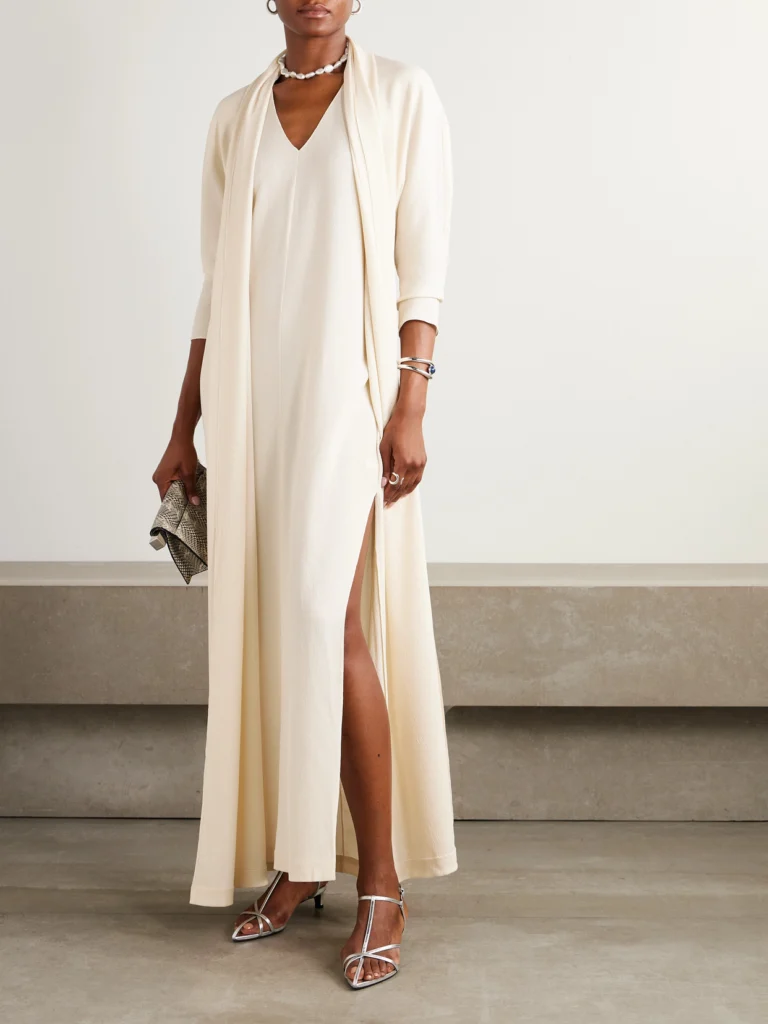 Cortana Niza Cape-effect Stretch-silk Crepon Maxi Dress