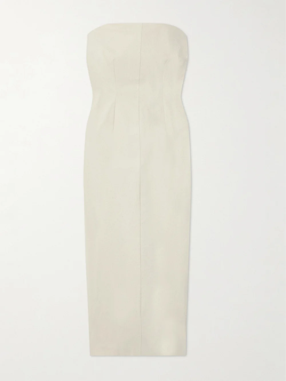Cortana Strapless Cotton-blend Canvas Midi Dress in ivory