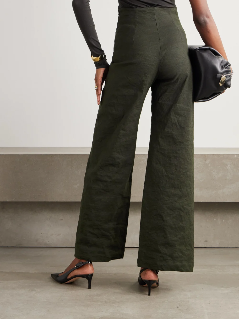 Back view of the Cortana Turmalina Metallic Cotton-blend Wide-leg Pants