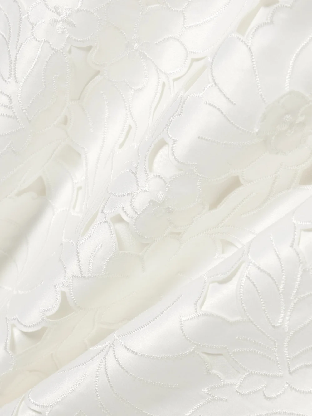 Close-up detail of the Costarellos Astelle Strapless Guipure Lace Midi Dress