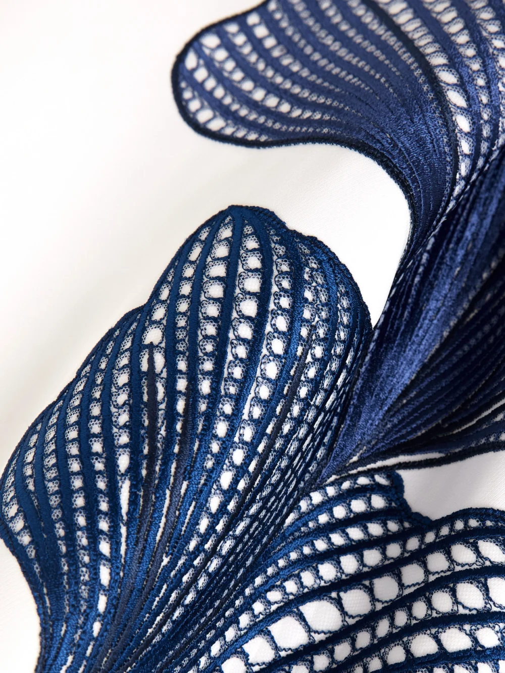 Close-up detail of the Costarellos Austie Embroidered Crepe Gown