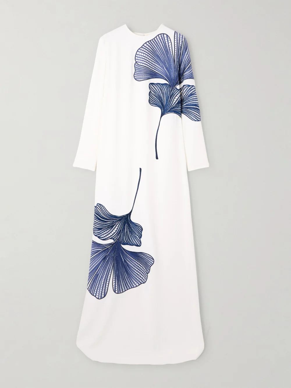 Costarellos Austie Embroidered Crepe Gown in white