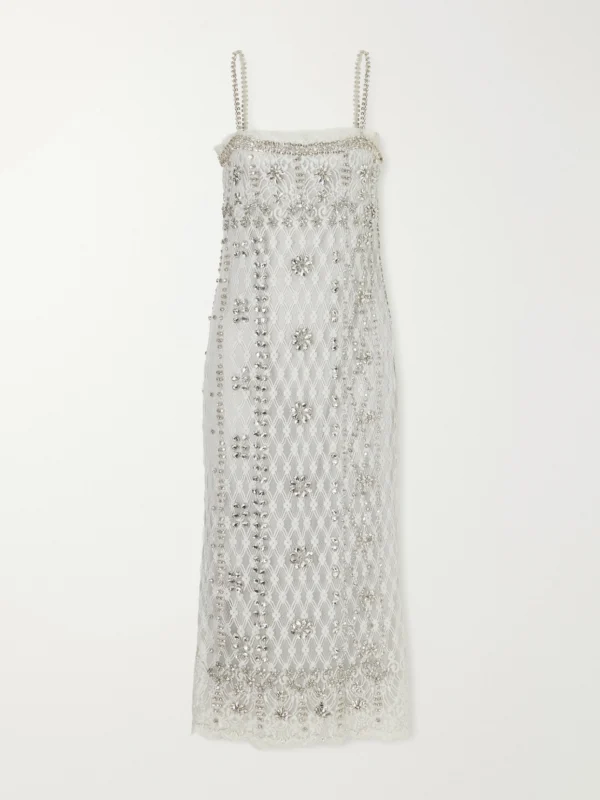 Costarellos Leona Crystal-embellished Lace Gown