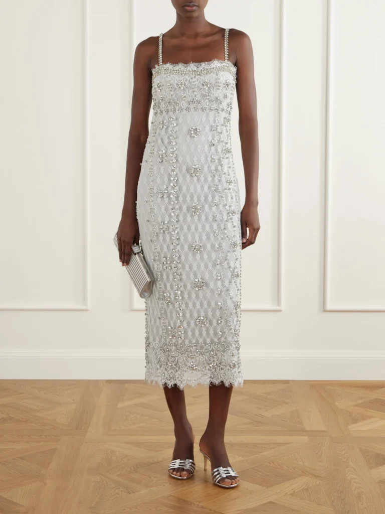 Costarellos Leona Crystal-embellished Lace Gown
