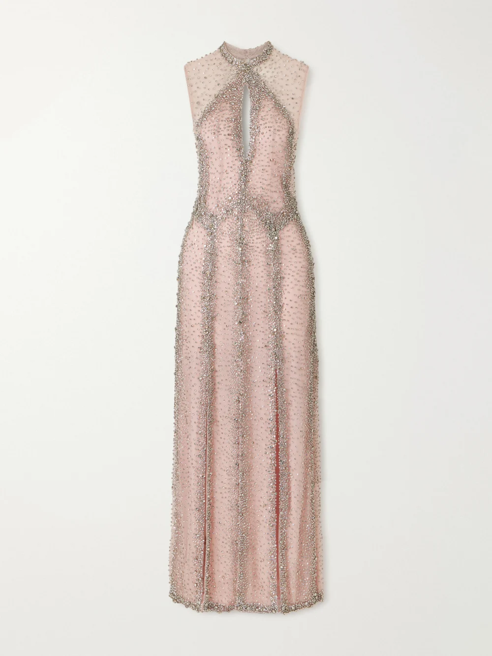 Costarellos Serena Crystal-embroidered Tulle Gown in pink