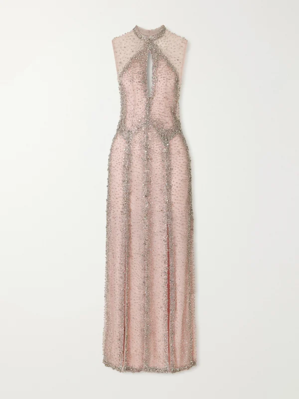 Costarellos Serena Crystal-embroidered Tulle Gown