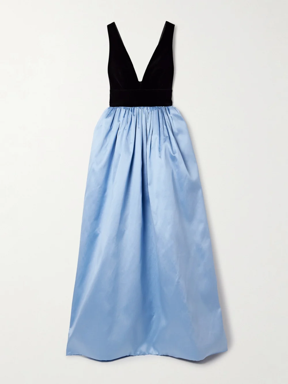 Costarellos Silk-mikado and Velvet Gown in sky blue