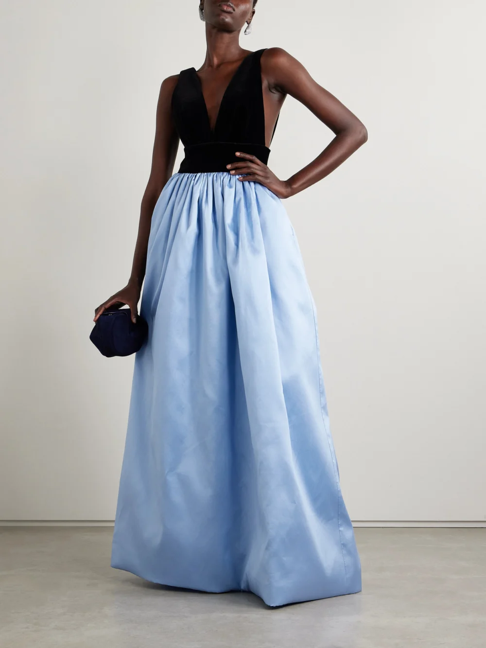 Costarellos Silk-mikado and Velvet Gown, worn by a model