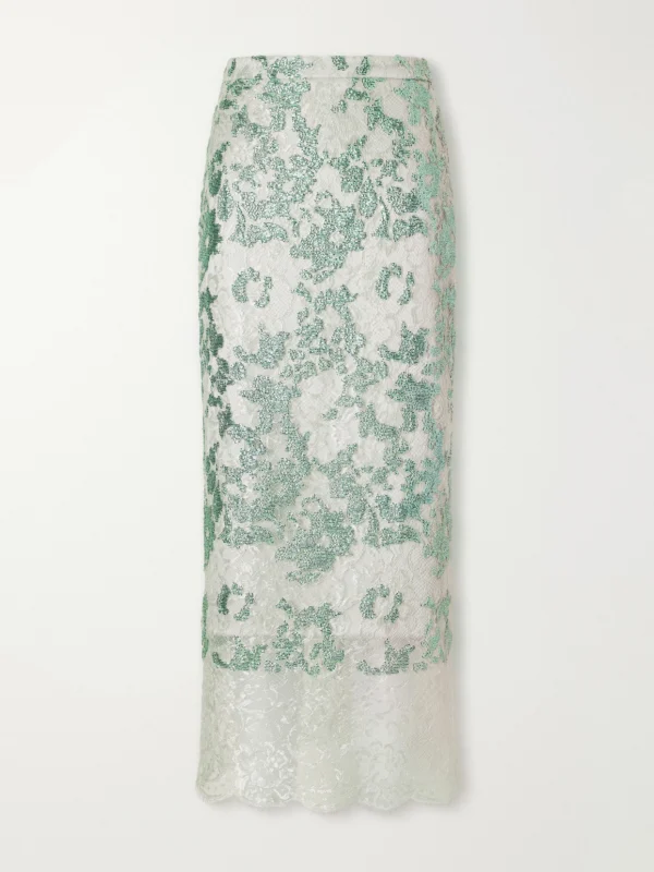 Costarellos Tamlin Sequin-embellished Lace Midi Skirt