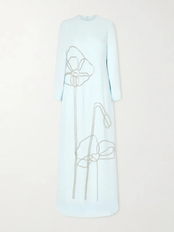 Costarellos Zarie Crystal-embellished Crepe Gown