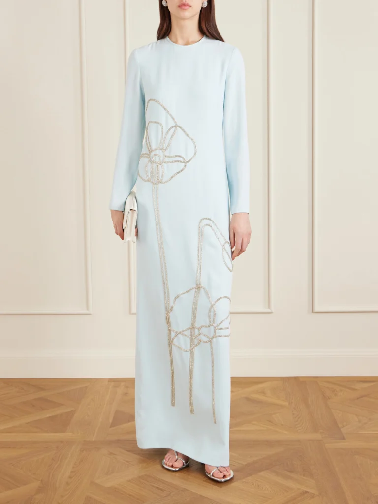 Costarellos Zarie Crystal-embellished Crepe Gown