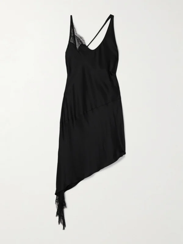 Courrèges Asymmetrical Lace-trimmed Satin Mini Dress