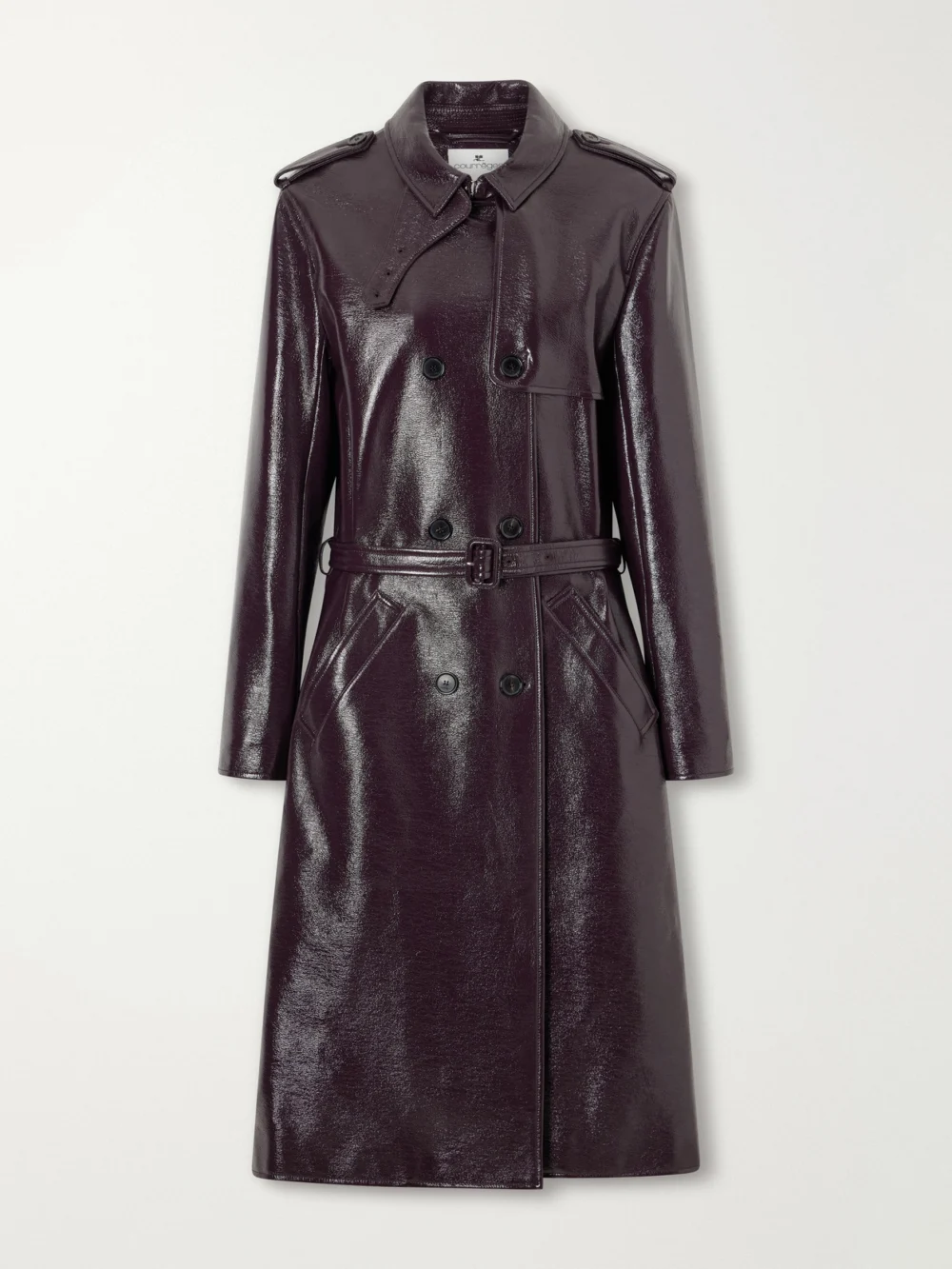 Courrèges Belted Cotton-blend Vinyl Trench Coat in merlot
