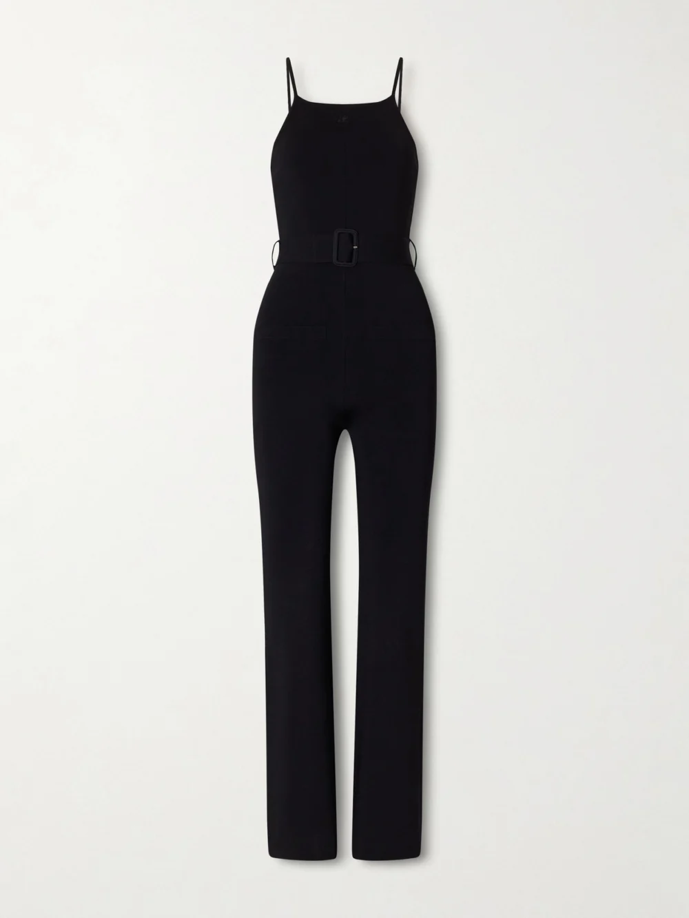 Courrèges Belted Smooth-crepe Jumpsuit in black