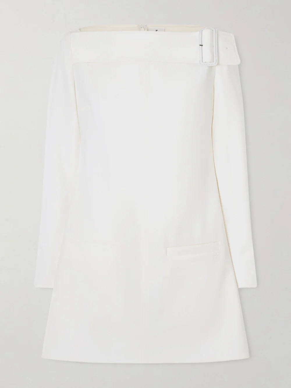 Courrèges Buckled Crepe Mini Dress in white