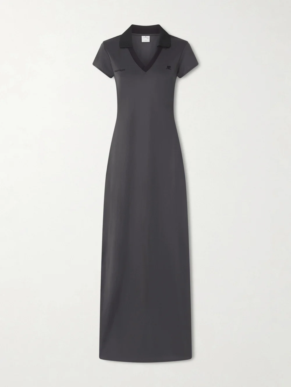 Courrèges Embroidered Jersey Maxi Dress in dark gray