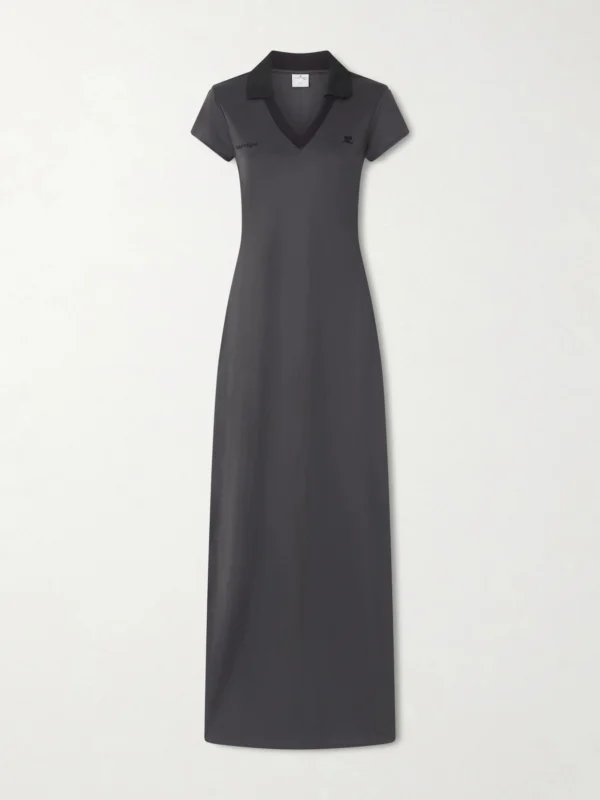 Courrèges Embroidered Jersey Maxi Dress