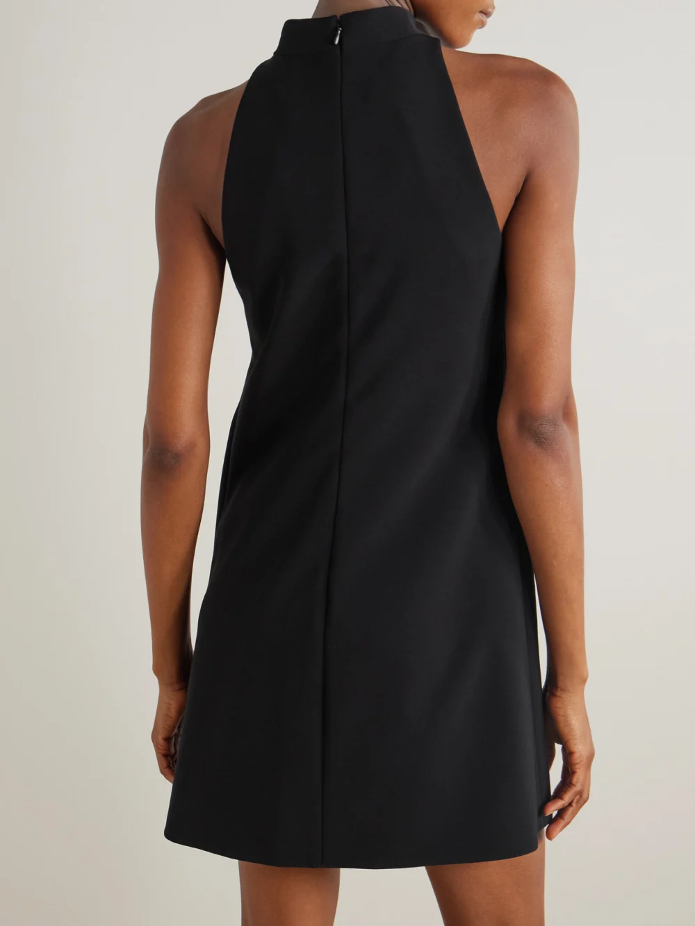 Back view of the Courrèges Heritage Embroidered Crepe Mock-neck Mini Dress