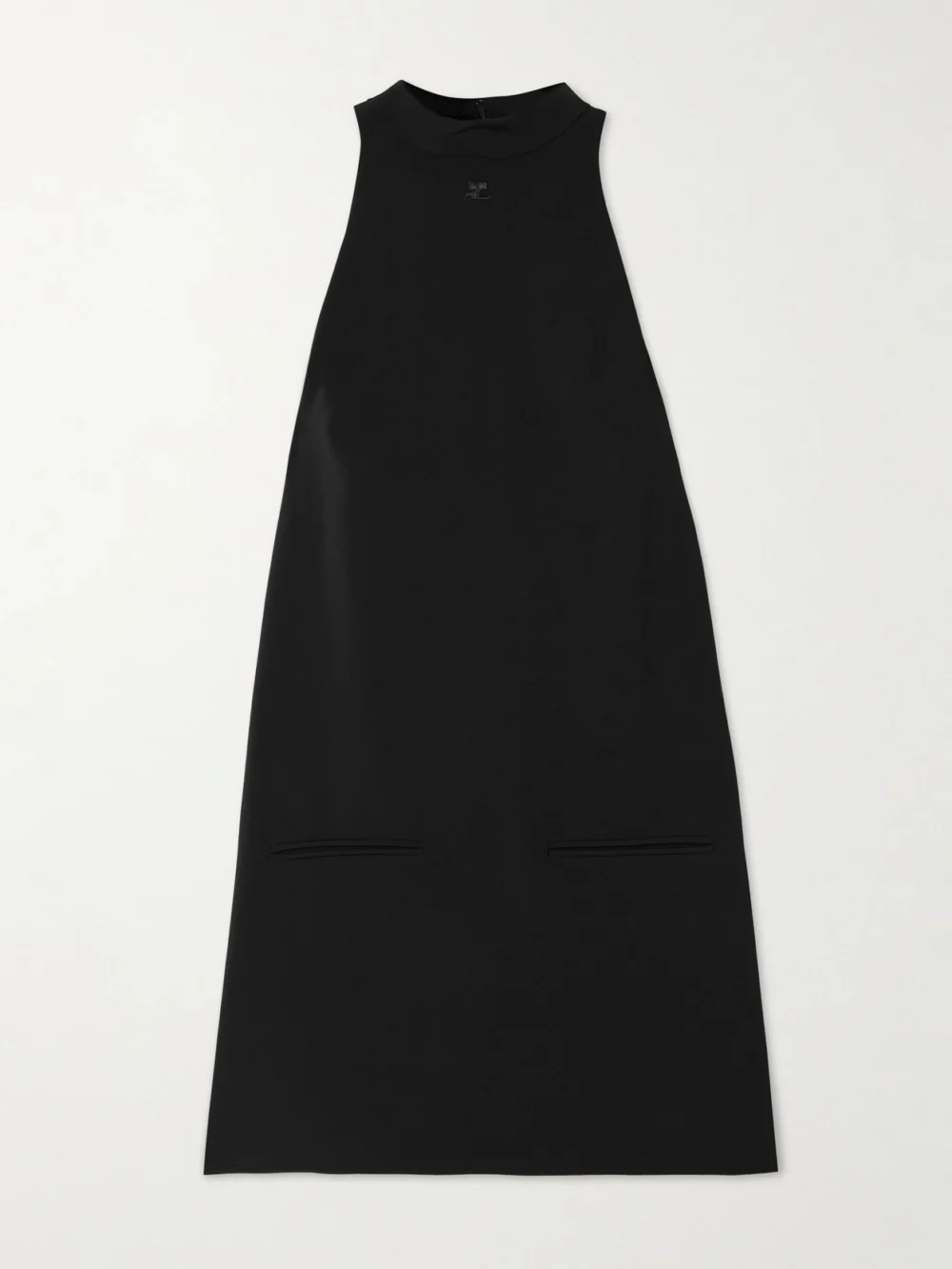 Courrèges Heritage Embroidered Crepe Mock-neck Mini Dress in black