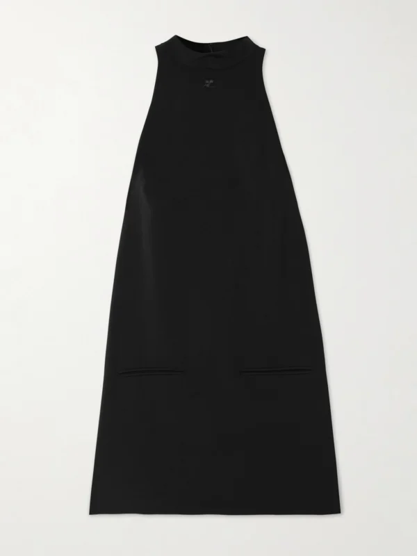 Courrèges Heritage Embroidered Crepe Mock-neck Mini Dress