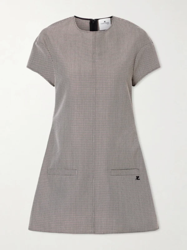 Courrèges Heritage Houndstooth Wool-blend Mini Dress