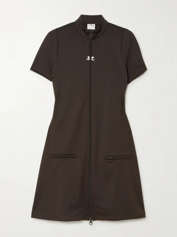 Courrèges Interlock Appliquéd Jersey Mini Dress