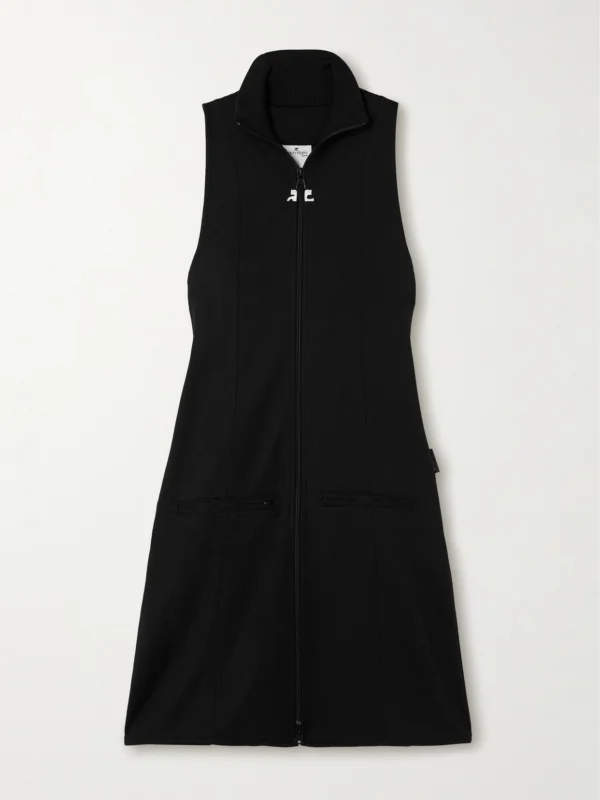 Courrèges Interlock Appliquéd Jersey Turtleneck Mini Dress