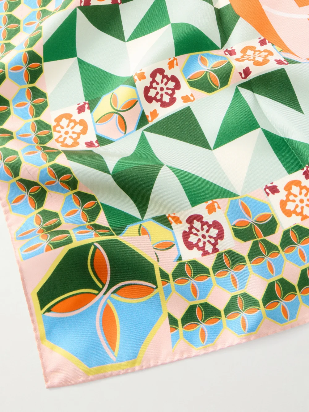 Close-up detail of the Cristiano Marcheli Alessandra Printed Silk-twill Scarf