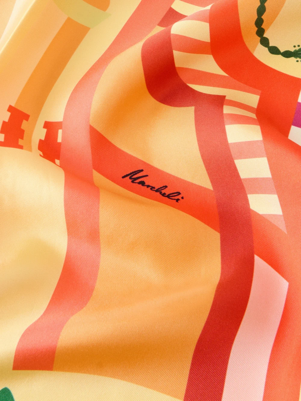 Close-up detail of the Cristiano Marcheli Giulia Printed Silk-twill Scarf