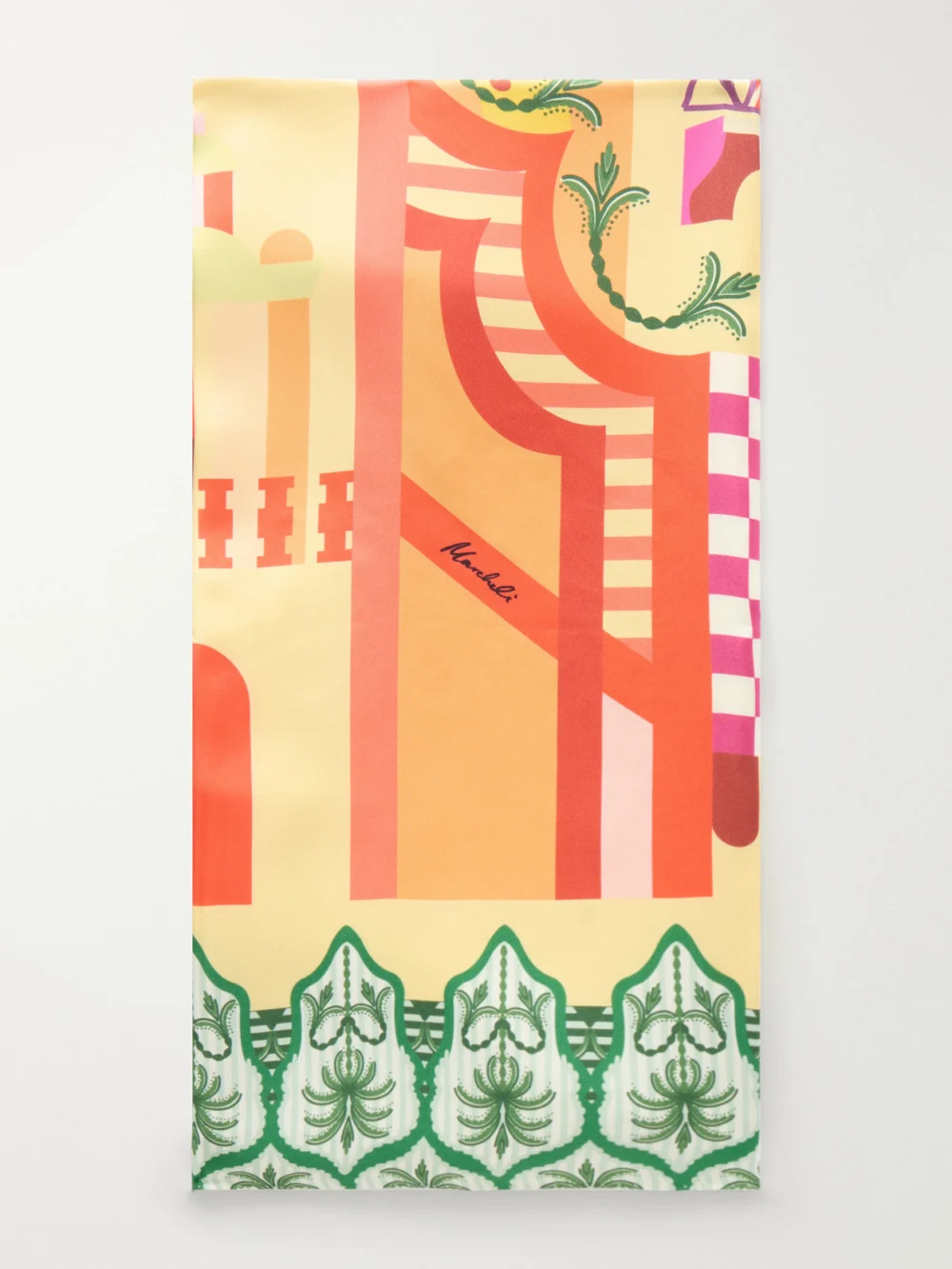 Cristiano Marcheli Giulia Printed Silk-twill Scarf in yellow