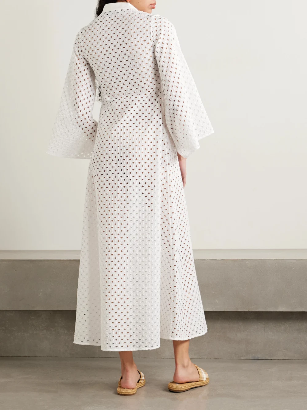 Back view of the Cristiano Marcheli Jane Broderie Anglaise Cotton Midi Dress
