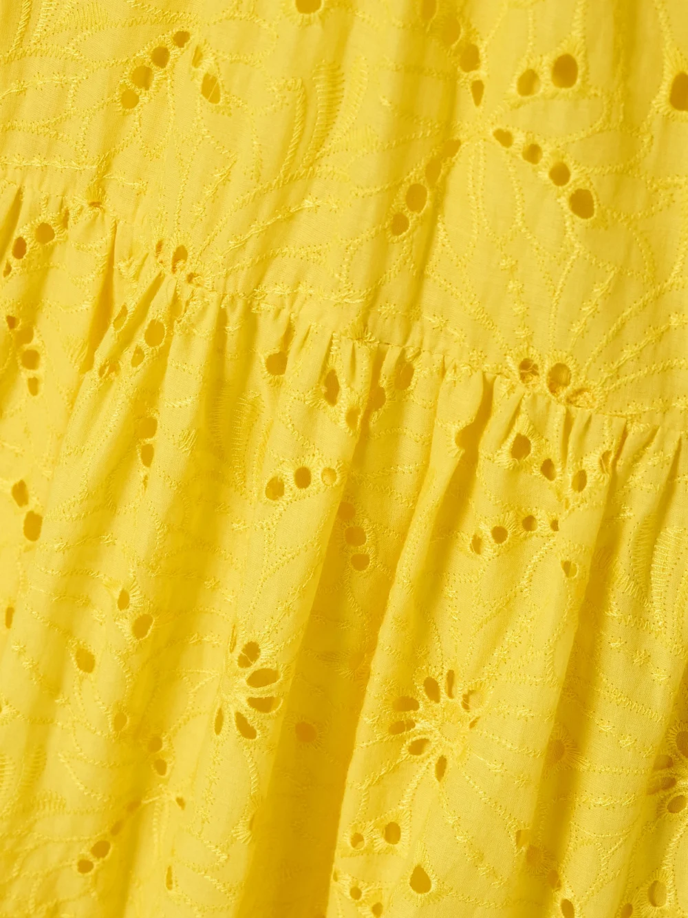 Close-up detail of the Cristiano Marcheli Lucia Tiered Broderie Anglaise Cotton Maxi Dress