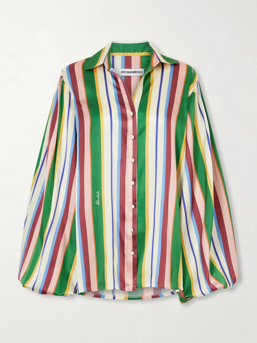 Cristiano Marcheli Mia Striped Stretch-silk Satin Shirt in multi