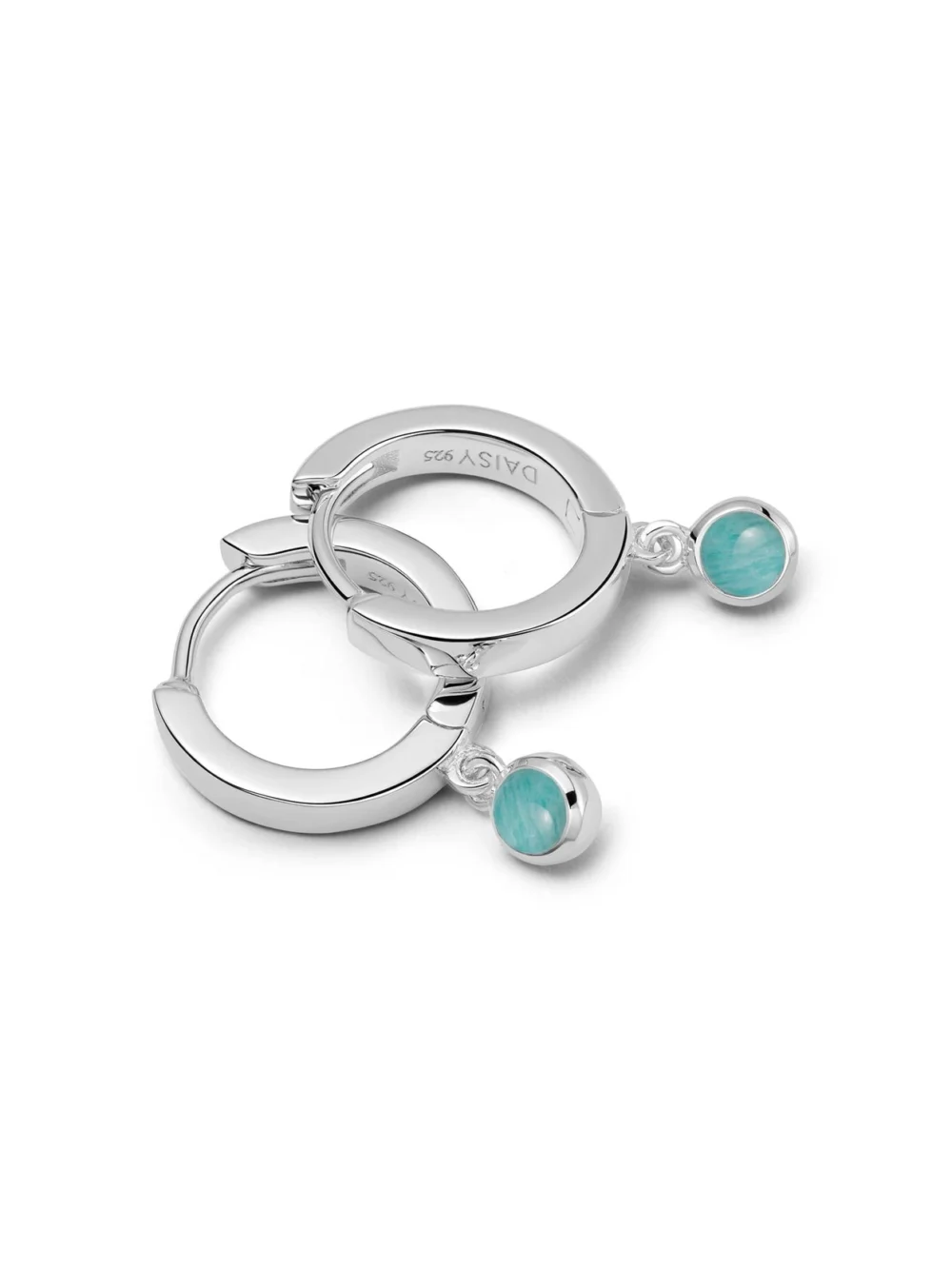 Daisy London Amazonite Healing Huggie Hoop Earrings Sterling Silver
