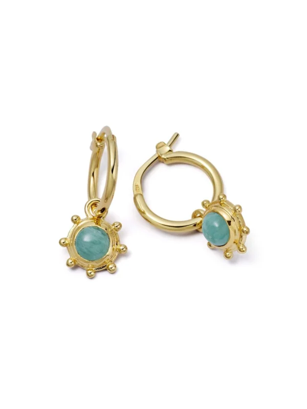 Daisy London Amazonite Healing Stone Charm Earrings 18ct Gold Plate