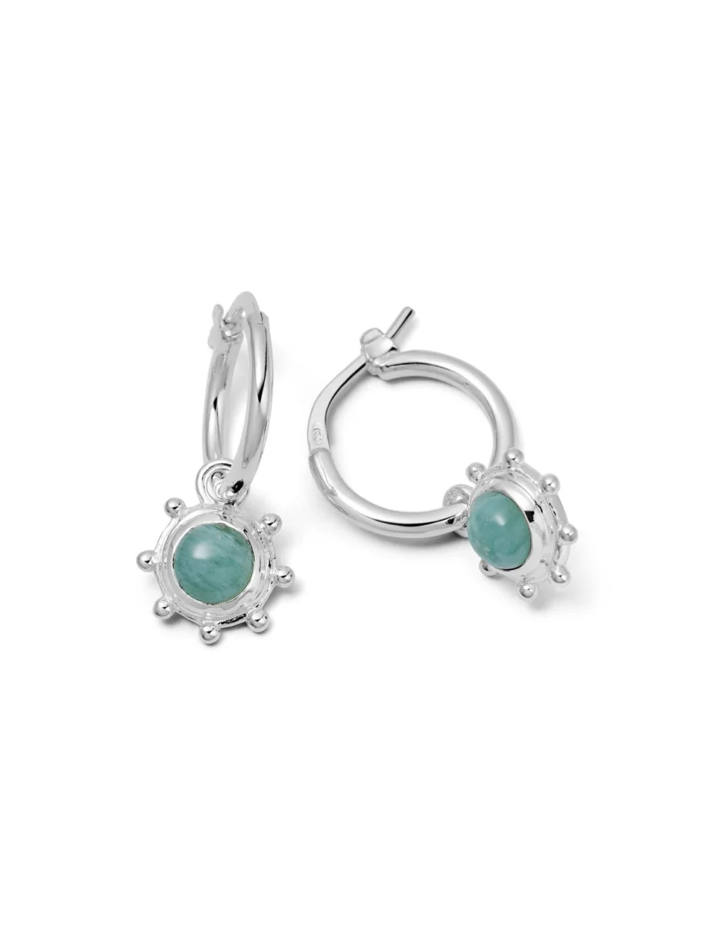 Daisy London Amazonite Healing Stone Charm Earrings Sterling Silver
