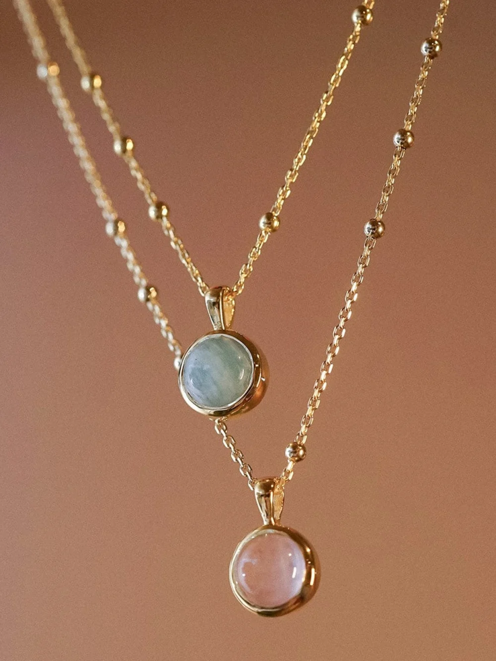 Daisy London Amazonite Healing Stone Necklace 18ct Gold Plate, view 3