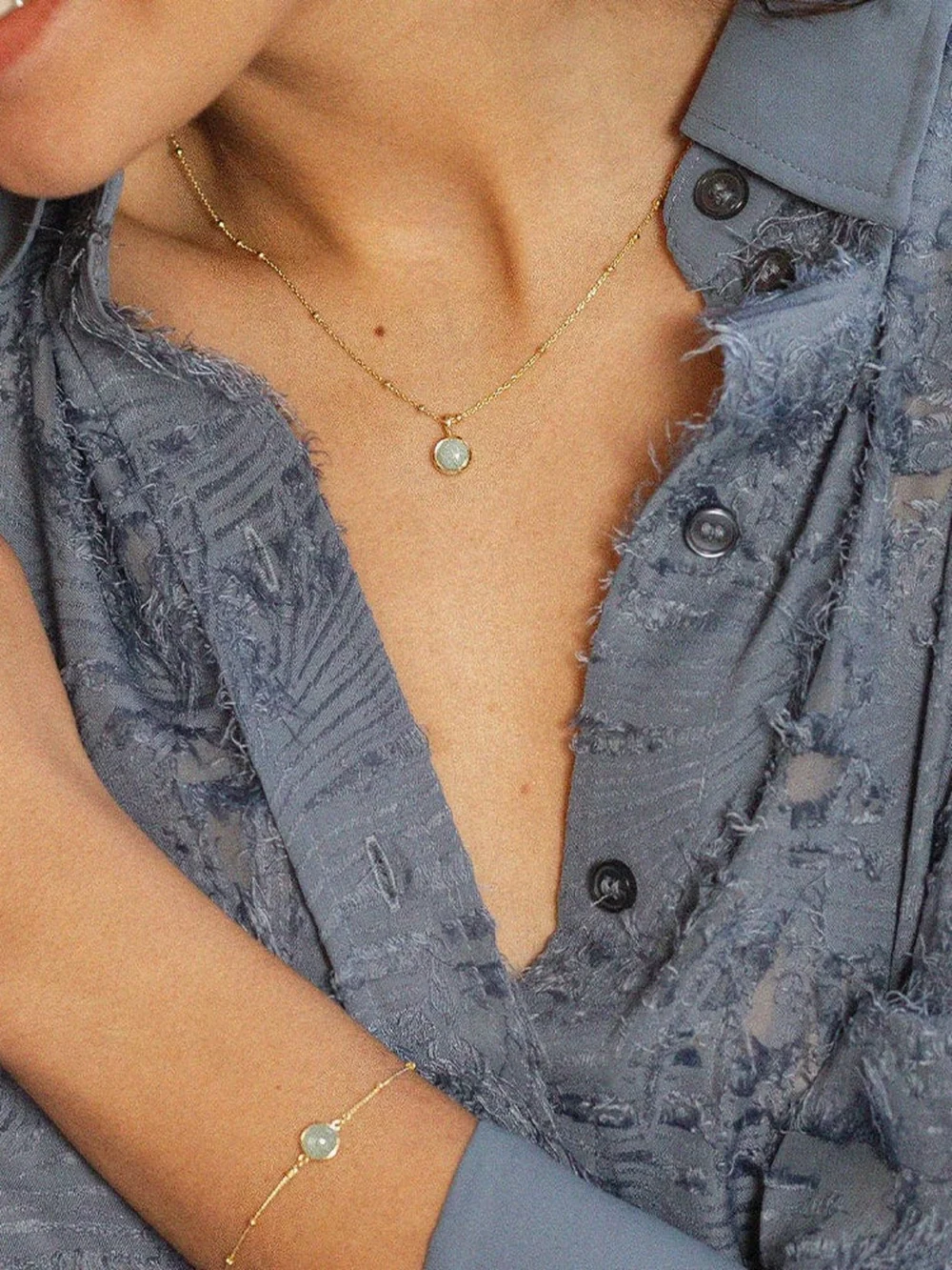 Daisy London Amazonite Layering Set 18ct Gold Plate, view 2