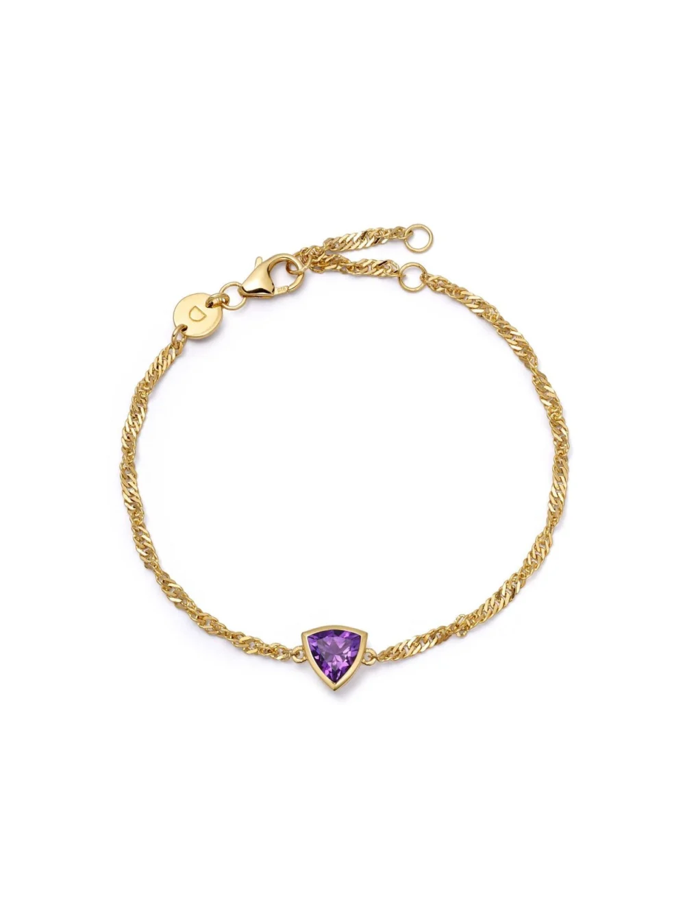 Daisy London Amethyst February Birthstone Charm Bracelet 18ct Gold Plate
