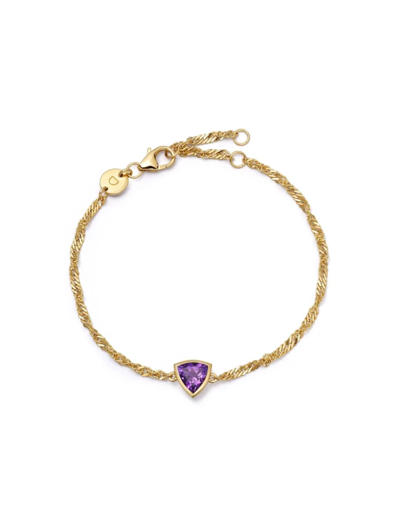 Daisy London Amethyst February Birthstone Charm Bracelet 18ct Gold Plate