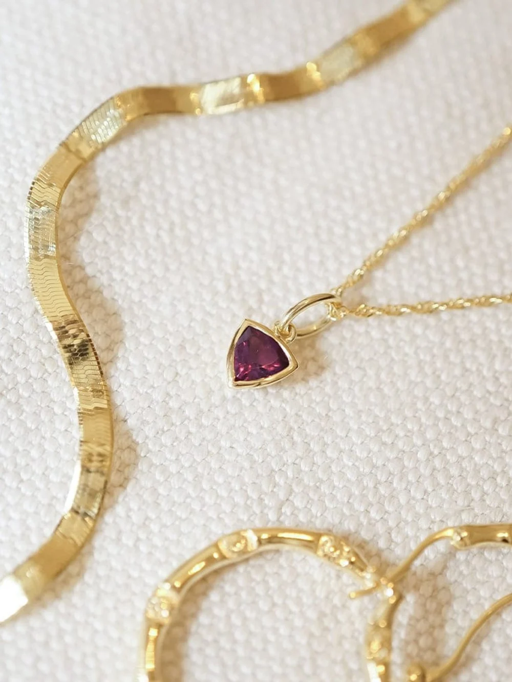 Daisy London Amethyst February Birthstone Charm Necklace 18ct Gold Plate, view 3