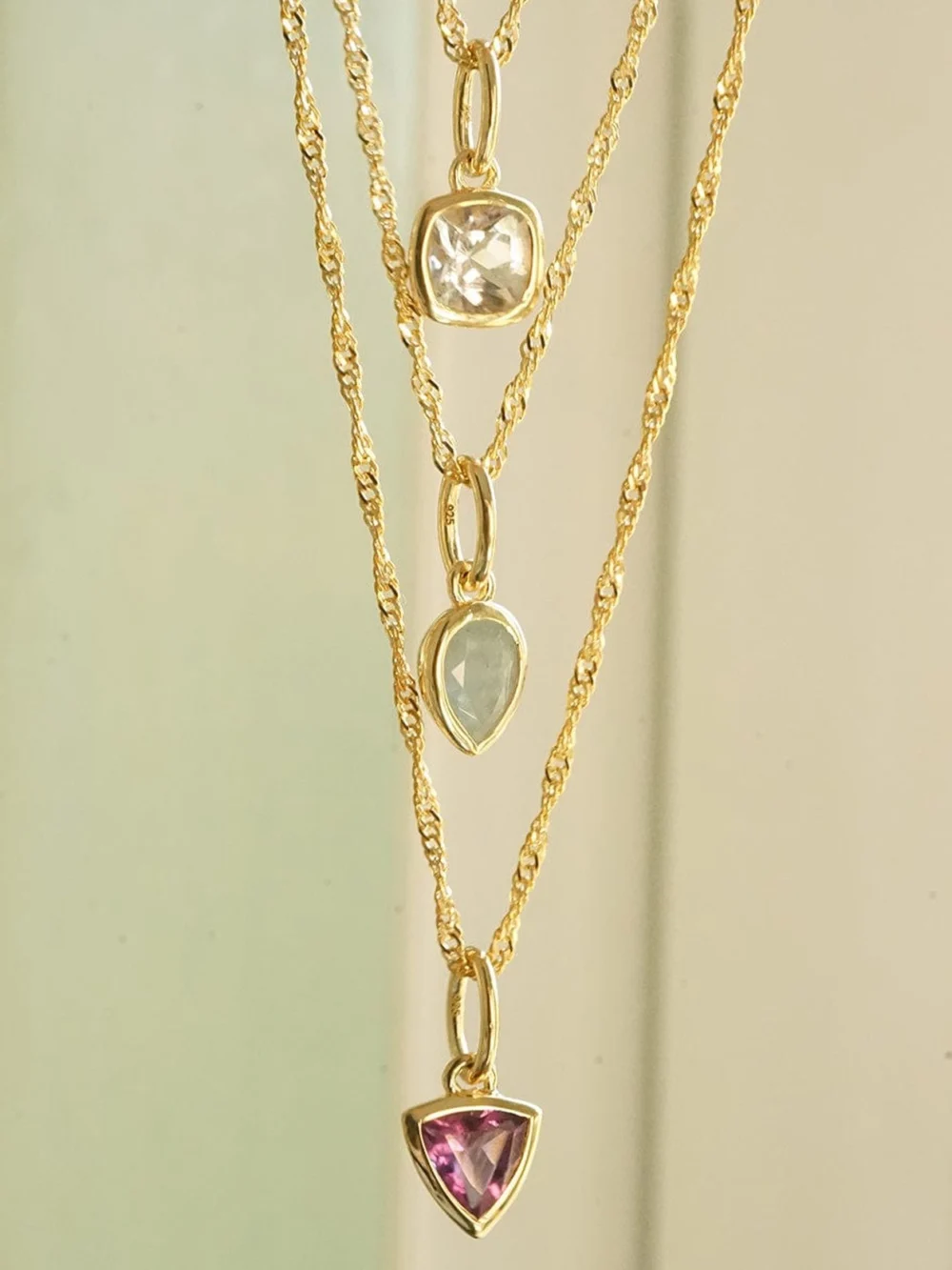 Daisy London Amethyst February Birthstone Charm Necklace 18ct Gold Plate, view 5
