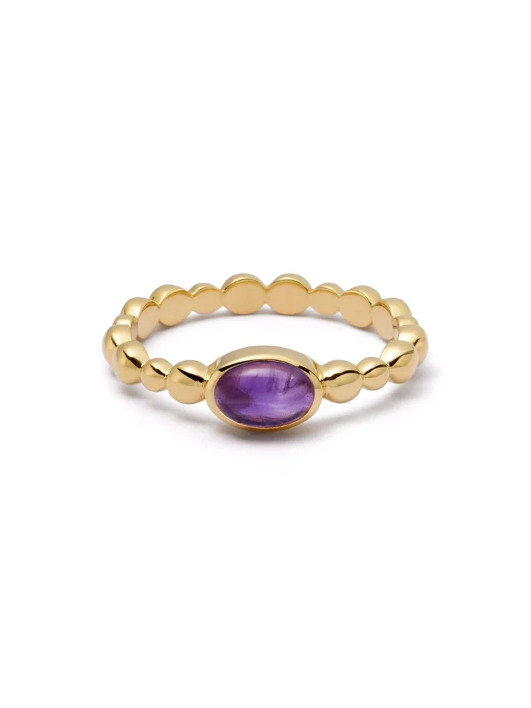 Daisy London Amethyst Healing Stone Bobble Ring 18ct Gold Plate