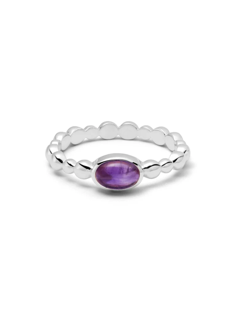 Daisy London Amethyst Healing Stone Bobble Ring Sterling Silver