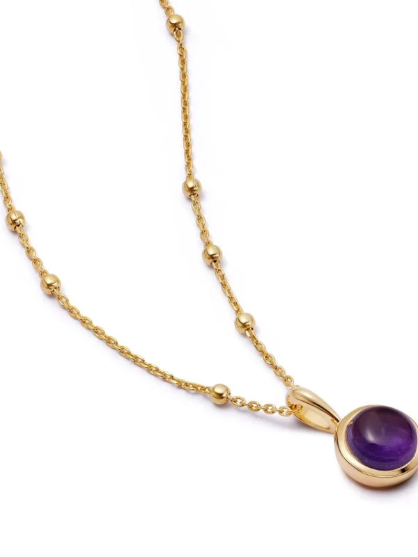 Daisy London Amethyst Healing Stone Necklace 18ct Gold Plate