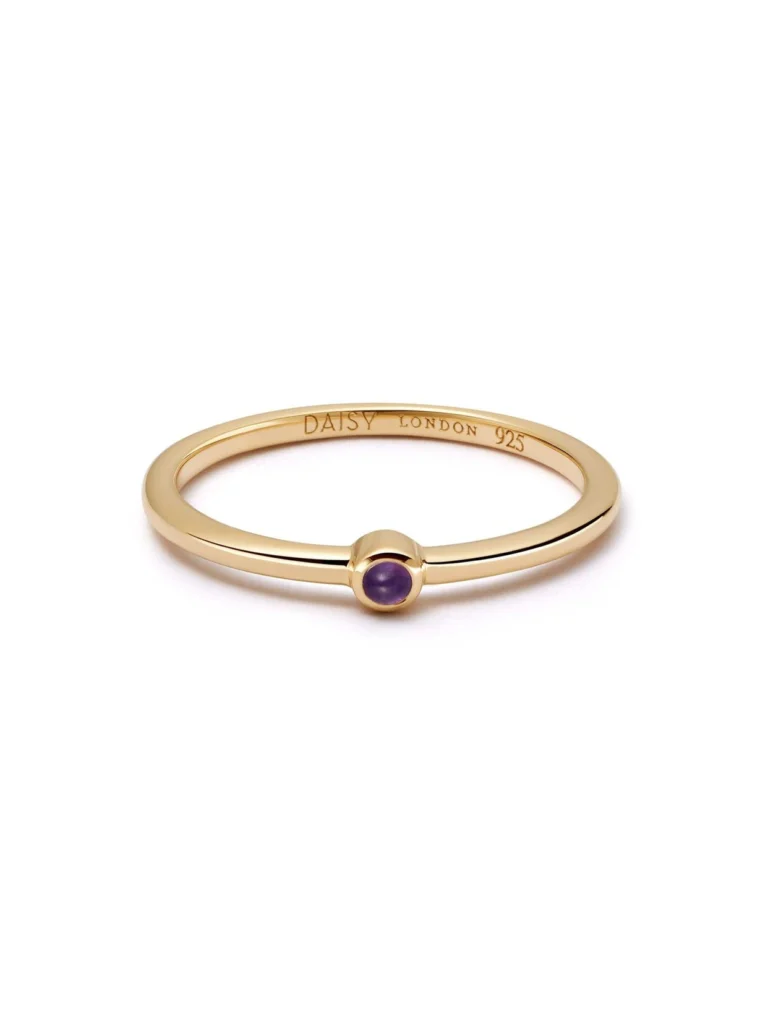 Daisy London Amethyst Healing Stone Ring 18ct Gold Plate