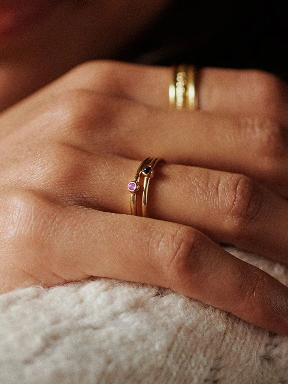Daisy London Amethyst Healing Stone Ring 18ct Gold Plate, view 2