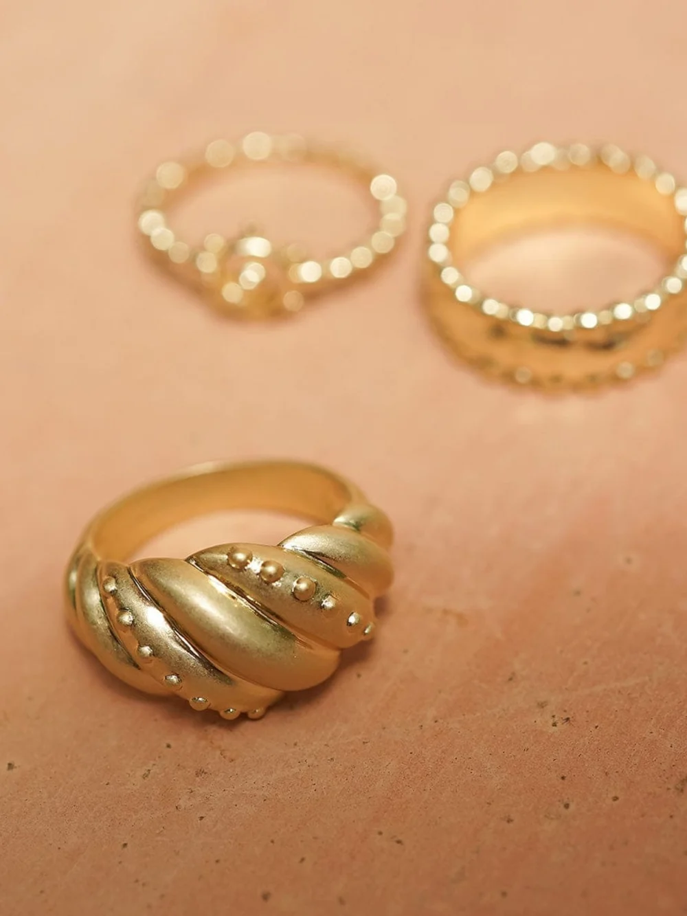 Daisy London Amulet Dome Ring 18ct Gold Plate, view 3