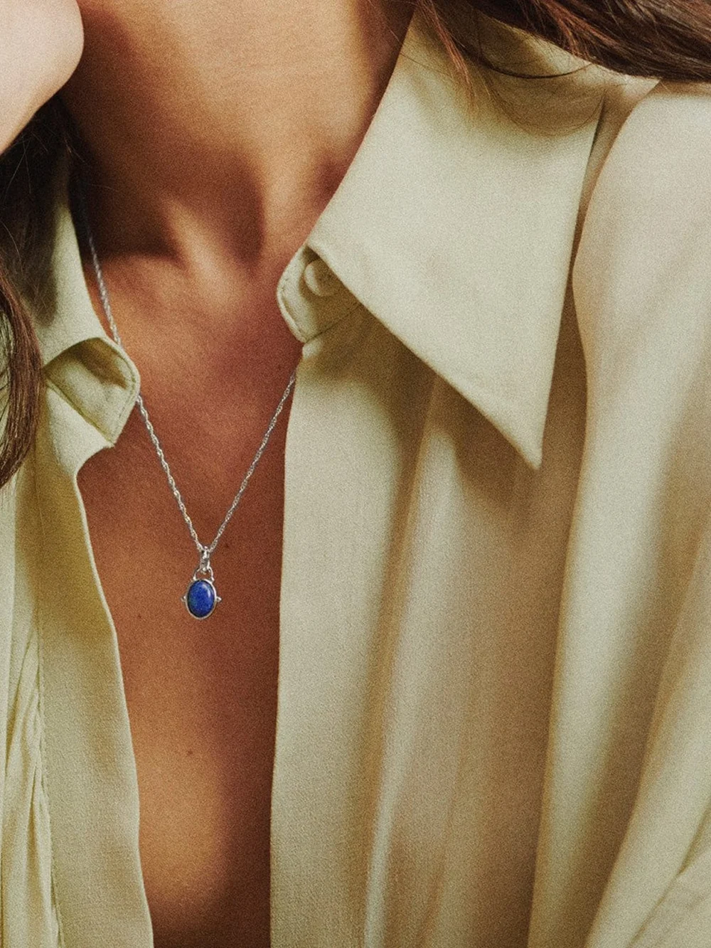 Daisy London Amulet Lapis Necklace Sterling Silver, view 2